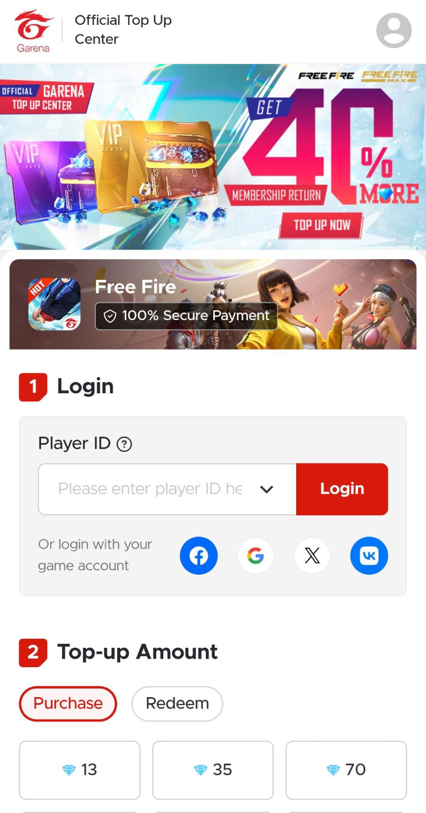 Free Fire Diamonds mobile
